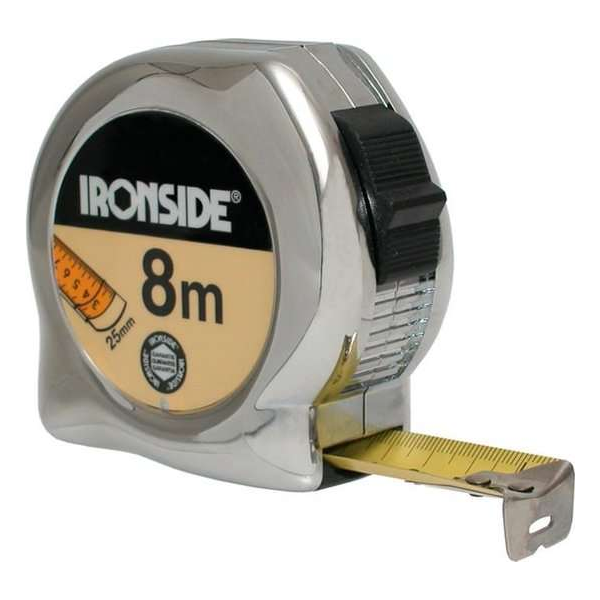 Ironside Rolbandmaat chroom professioneel 8 meter x 25mm Ironside Rolbandmaat chroom professioneel 8 meter x 25mm