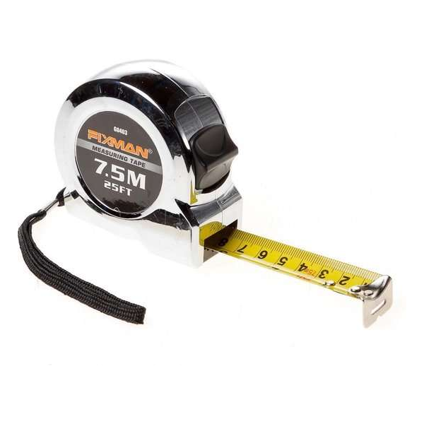 Fixman rolbandmaat verchr. 7,5mtr (Prijs per stuk)