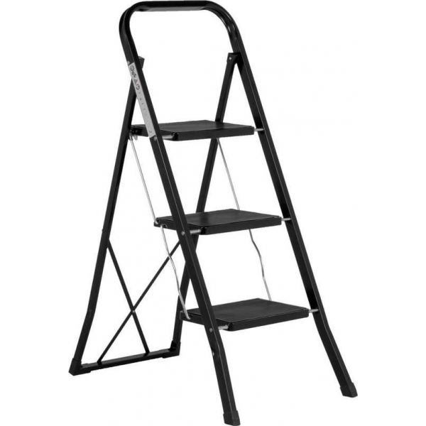 Huishoudtrap 3 Treden - Keukentrap Inklapbaar - Zwart - PP-Antislip - Max. Werkhoogte 71cm - Goets Huishoudtrap 3 Treden - Keukentrap Inklapbaar - Zwart - PP-Antislip - Max. Werkhoogte 71cm - Goets