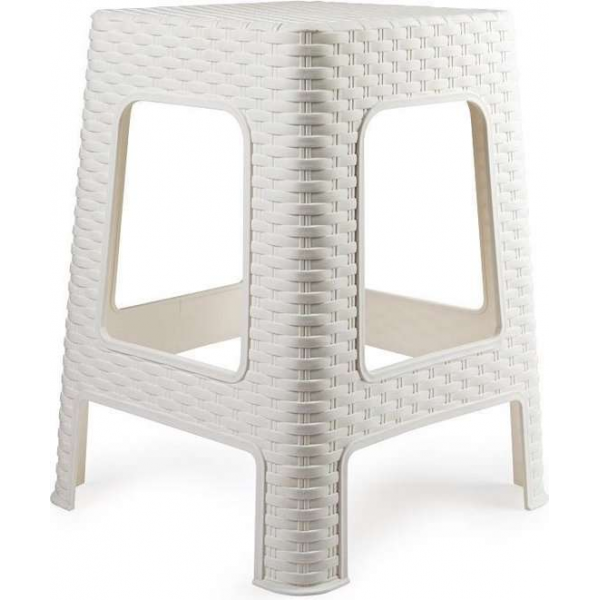 Rotan opstapje/krukje in het wit - 36 x 36 x 45 cm - Keuken/badkamer/slaapkamer handige krukjes/opstapjes Rotan opstapje/krukje in het wit - 36 x 36 x 45 cm - Keuken/badkamer/slaapkamer handige krukjes/opstapjes