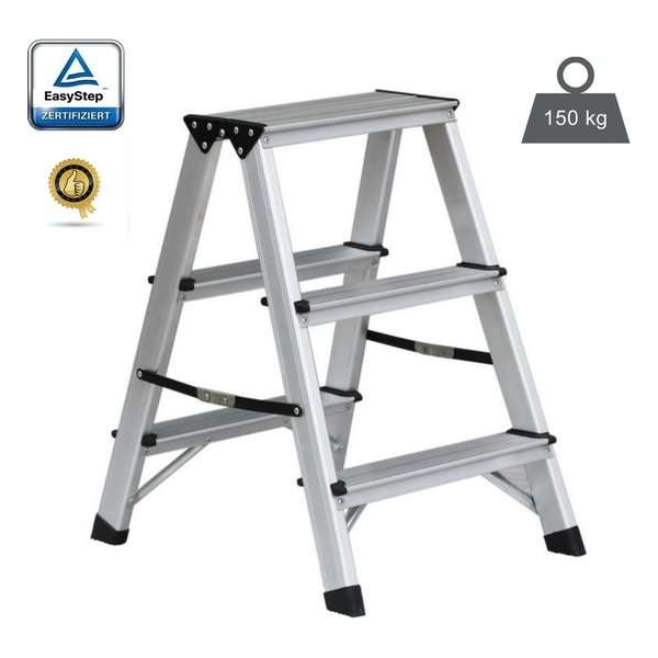 EasyStep Huishoudtrap - Dubbel - 2x3 treden - Aluminium - Lichtgewicht - Werktrap EasyStep Huishoudtrap - Dubbel - 2x3 treden - Aluminium - Lichtgewicht - Werktrap