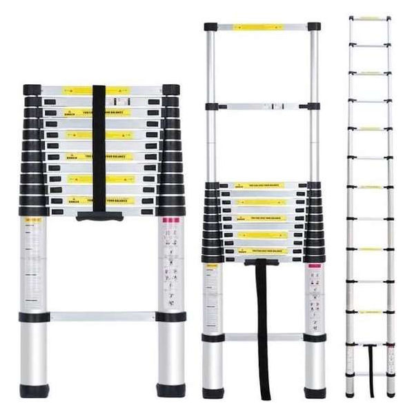 Telescopische Ladder - 13 treeds - Uitklapbaar - Werkhoogte 3.80m Telescopische Ladder - 13 treeds - Uitklapbaar - Werkhoogte 3.80m