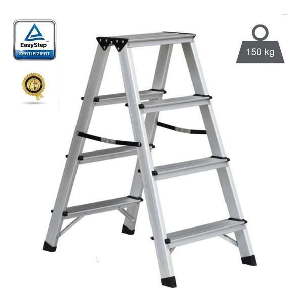 EasyStep Huishoudtrap - Dubbel - 2x4 treden - Aluminium - Lichtgewicht - Werktrap EasyStep Huishoudtrap - Dubbel - 2x4 treden - Aluminium - Lichtgewicht - Werktrap