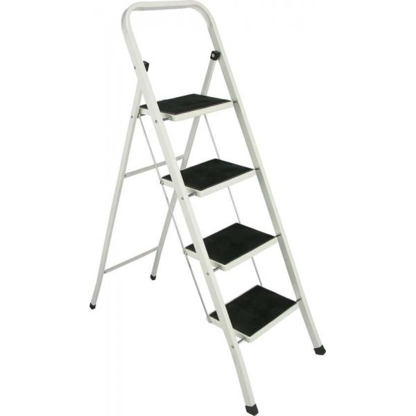 Huishoudtrap 4 Treden - Keukentrap Inklapbaar - PP-Antislip - Max. Werkhoogte 95cm Huishoudtrap 4 Treden - Keukentrap Inklapbaar - PP-Antislip - Max. Werkhoogte 95cm