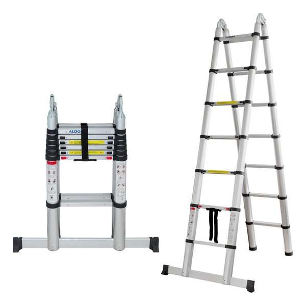 ALDORR Home Telescopische Vouwladder 4,40 meter - met Stabilisatievoet en Soft Closing - Aluminium ALDORR Home Telescopische Vouwladder 4,40 meter - met Stabilisatievoet en Soft Closing - Aluminium