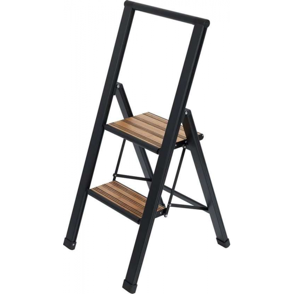 Wenko Huishoudtrap 44 X 101 Cm Aluminium/hout Zwart/bruin Wenko Huishoudtrap 44 X 101 Cm Aluminium/hout Zwart/bruin