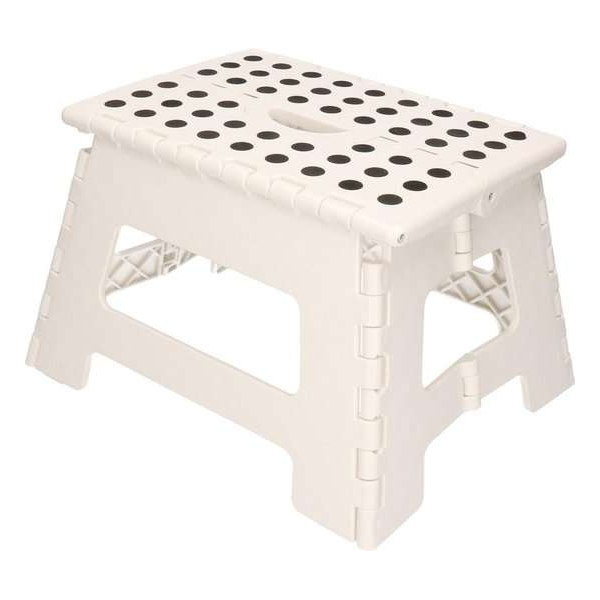 Opvouwbaar opstap krukje - 35 x 28 x 22 cm - wit/grijs Opvouwbaar opstap krukje - 35 x 28 x 22 cm - wit/grijs