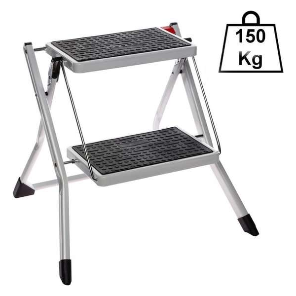 Decopatent® Huishoudtrap Keukentrap - Met 2 Treden - Metaal - Huishoudladder Inklapbaar - Trapladder Opvouwbaar - Anti-Slip Decopatent® Huishoudtrap Keukentrap - Met 2 Treden - Metaal - Huishoudladder Inklapbaar - Trapladder Opvouwbaar - Anti-Slip