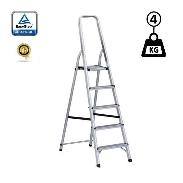 EasyStep Huishoudtrap Keukentrap - 5 Treden - Aluminium - Lichtgewicht - Anti-Slip EasyStep Huishoudtrap Keukentrap - 5 Treden - Aluminium - Lichtgewicht - Anti-Slip