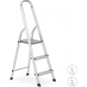 relaxdays huishoudtrap - aluminium - trapladder - keukentrap - ladder - inklapbaar 3 tredes