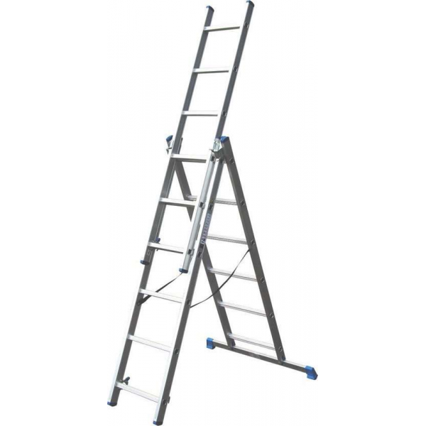 Alumexx Reformladder 3delig - 3x6 sporten - Inclusief stabiliteitsbalk - Werkhoogte 4.21m Alumexx Reformladder 3delig - 3x6 sporten - Inclusief stabiliteitsbalk - Werkhoogte 4.21m