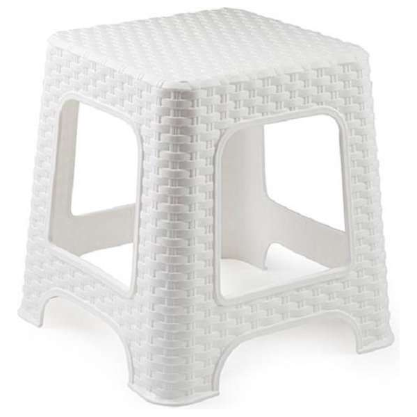 Rotan opstapje/krukje in het wit - 32 x 32 x 30 cm - Keuken/badkamer/slaapkamer handige krukjes/opstapjes Rotan opstapje/krukje in het wit - 32 x 32 x 30 cm - Keuken/badkamer/slaapkamer handige krukjes/opstapjes