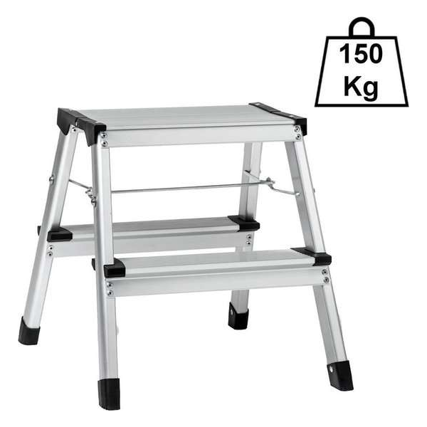Decopatent® Huishoudtrap Keukentrap - Met 2 Treden - Aluminium - Huishoudladder Inklapbaar - Trapladder Opvouwbaar - Anti-Slip Decopatent® Huishoudtrap Keukentrap - Met 2 Treden - Aluminium - Huishoudladder Inklapbaar - Trapladder Opvouwbaar - Anti-Slip