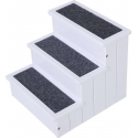 Hondentrap met tapijtbekleding - Kattentrap - Trapje - Honden - Kat - Dieren - Hout - Wit - B40,5 x D44,5 x H38 cm