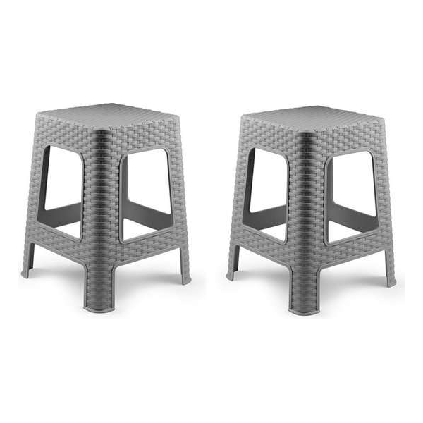 2x stuks rotan opstapje/krukje in het lichtgrijs - 36 x 36 x 45 cm - Keuken/badkamer/slaapkamer handige krukjes/opstapjes 2x stuks rotan opstapje/krukje in het lichtgrijs - 36 x 36 x 45 cm - Keuken/badkamer/slaapkamer handige krukjes/opstapjes