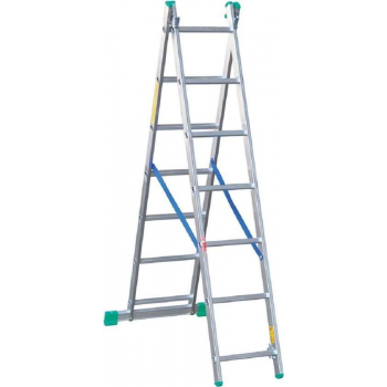 Aluminium opsteek- of uitzetladder professional 2 x 7 treden 197 x 40 cm  EN131 tot 150 kg