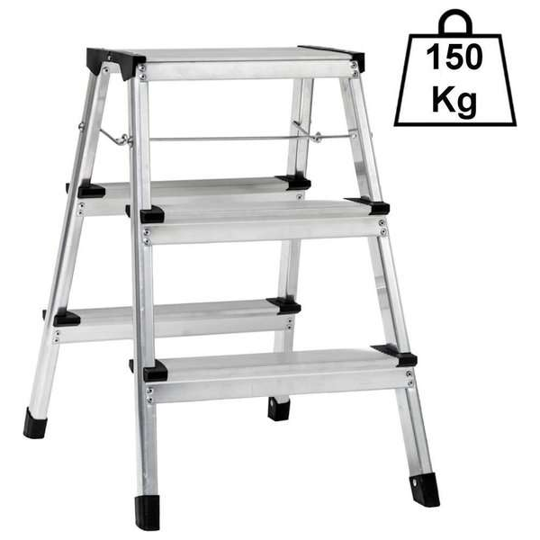 Decopatent® Huishoudtrap Keukentrap - Met 3 Treden - Aluminium - Huishoudladder Inklapbaar - Trapladder Opvouwbaar - Anti-Slip Decopatent® Huishoudtrap Keukentrap - Met 3 Treden - Aluminium - Huishoudladder Inklapbaar - Trapladder Opvouwbaar - Anti-Slip