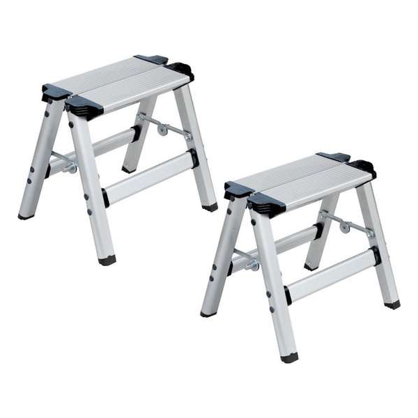2x stuks inklapbare huishoudtrap / opstap trapje 30 cm - aluminium - 35 x 27 x 30 cm - 150 kg - huishoudkrukje / opstapkrukje 2x stuks inklapbare huishoudtrap / opstap trapje 30 cm - aluminium - 35 x 27 x 30 cm - 150 kg - huishoudkrukje / opstapkrukje