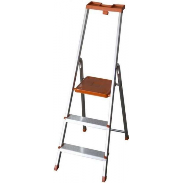 FACAL Eurodomus E3/P Huishoudtrap 3 treden aluminium FACAL Eurodomus E3/P Huishoudtrap 3 treden aluminium