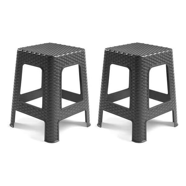 2x stuks rotan opstapje/krukje in het donkergrijs - 36 x 36 x 45 cm - Keuken/badkamer/slaapkamer handige krukjes/opstapjes 2x stuks rotan opstapje/krukje in het donkergrijs - 36 x 36 x 45 cm - Keuken/badkamer/slaapkamer handige krukjes/opstapjes