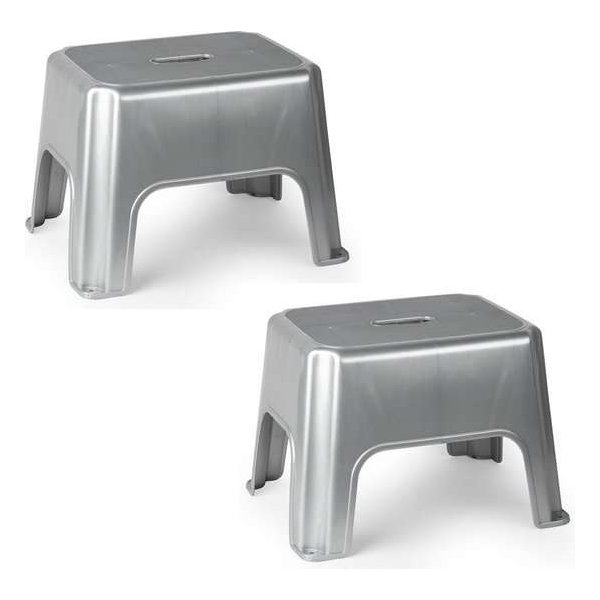 2x stuks zilveren keukenkrukjes/opstapjes 40 x 30 x 28 cm - Keuken/badkamer/kasten opstap verhoging krukjes/opstapjes 2x stuks zilveren keukenkrukjes/opstapjes 40 x 30 x 28 cm - Keuken/badkamer/kasten opstap verhoging krukjes/opstapjes