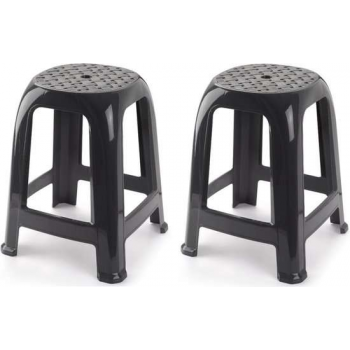 2x Donkergrijze krukjes/keukenkrukjes/opstapjes 46,5 cm - Keuken/badkamer krukjes/zitjes