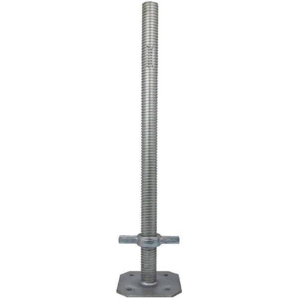 Verstelbare voetspindel 1000x38mm, Stalen spindel met voetplaat, Electrolytisch verzinkt staal, GeZu-Impex Verstelbare voetspindel 1000x38mm, Stalen spindel met voetplaat, Electrolytisch verzinkt staal, GeZu-Impex