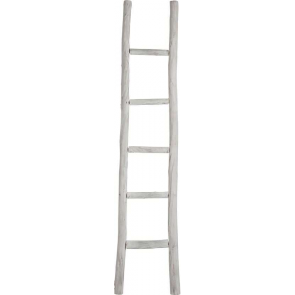 J-Line Ladder Ruw 5 Treden Hout Wit J-Line Ladder Ruw 5 Treden Hout Wit