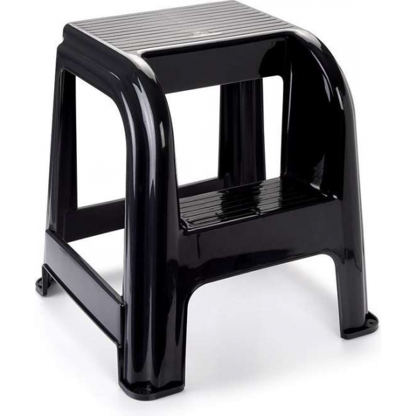 Pakket van 3x stuks zwart keukenkrukje/opstapje met 2 treden 45 cm - Keuken/badkamer krukjes/opstapjes Pakket van 3x stuks zwart keukenkrukje/opstapje met 2 treden 45 cm - Keuken/badkamer krukjes/opstapjes