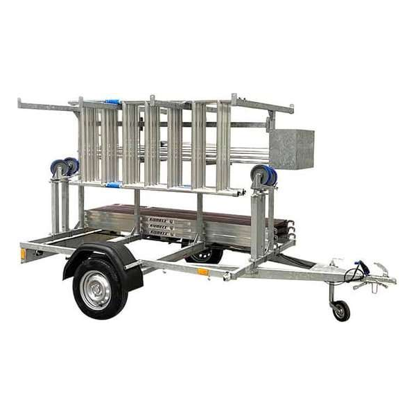Steigeraanhanger met ALX Basic rolsteiger 75 x 10,2m wh en lengte platform Steigeraanhanger met ALX Basic rolsteiger 75 x 10,2m wh en lengte platform