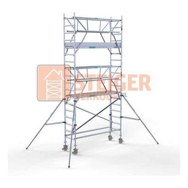 Rolsteiger Standaard 75x250 6,2m werkhoogte carbon vloer + dubbele voorloopleuning Rolsteiger Standaard 75x250 6,2m werkhoogte carbon vloer + dubbele voorloopleuning