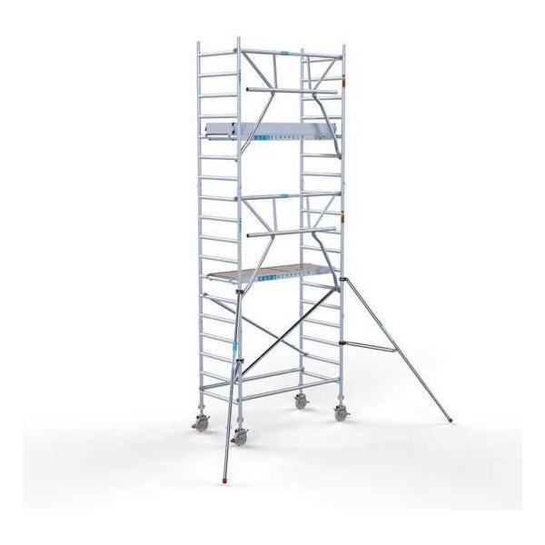 Rolsteiger Standaard 90x190 6,2m werkhoogte carbon vloer + enkele voorloopleuning Rolsteiger Standaard 90x190 6,2m werkhoogte carbon vloer + enkele voorloopleuning