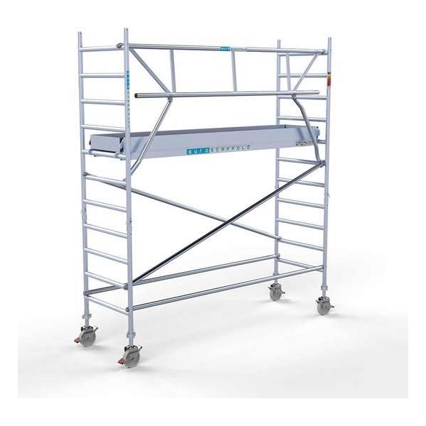 Rolsteiger Standaard 90x305 4,2m werkhoogte carbon vloer + enkele voorloopleuning Rolsteiger Standaard 90x305 4,2m werkhoogte carbon vloer + enkele voorloopleuning