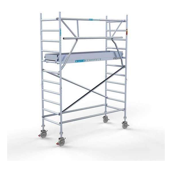 Rolsteiger Standaard 90x250 4,2m werkhoogte carbon vloer + enkele voorloopleuning Rolsteiger Standaard 90x250 4,2m werkhoogte carbon vloer + enkele voorloopleuning