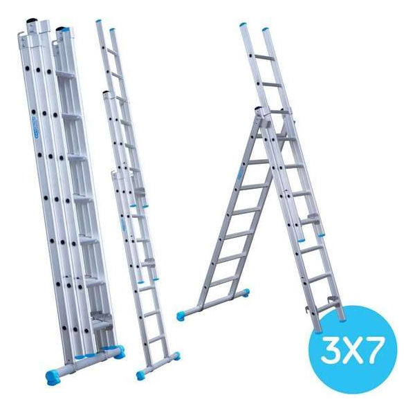 Eurostairs Reform ladder driedelig recht 3x7 sporten Eurostairs Reform ladder driedelig recht 3x7 sporten