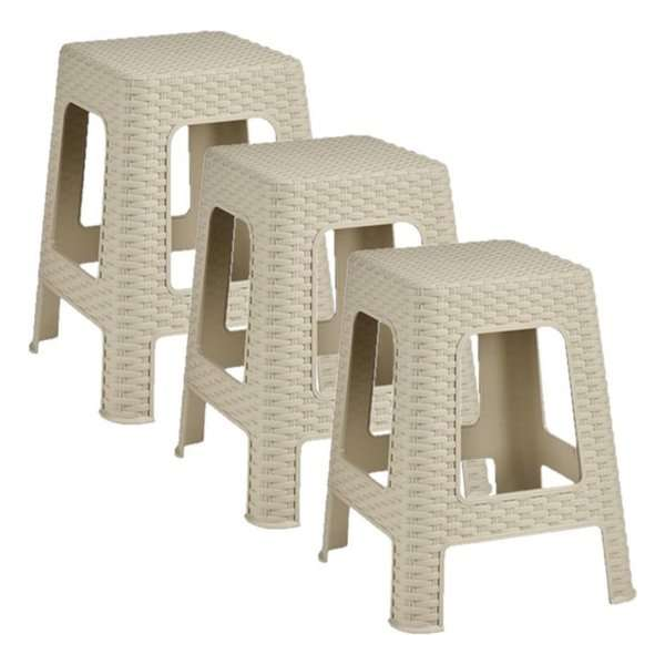3x stuks rotan opstapje/krukje in het beige - 36 x 36 x 45 cm - Keuken/badkamer/slaapkamer handige krukjes 3x stuks rotan opstapje/krukje in het beige - 36 x 36 x 45 cm - Keuken/badkamer/slaapkamer handige krukjes
