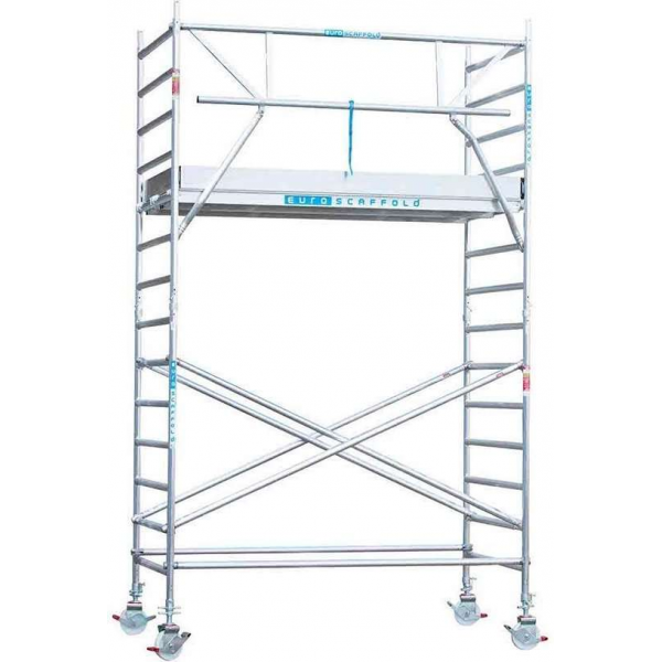 Rolsteiger Standaard 75x250 5,2m werkhoogte carbon vloer + enkele voorloopleuning Rolsteiger Standaard 75x250 5,2m werkhoogte carbon vloer + enkele voorloopleuning