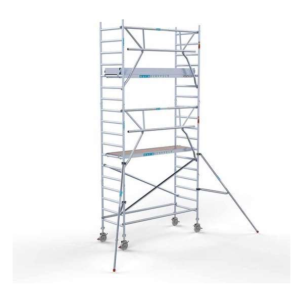 Rolsteiger Standaard 90x250 6,2m werkhoogte carbon vloer + enkele voorloopleuning Rolsteiger Standaard 90x250 6,2m werkhoogte carbon vloer + enkele voorloopleuning
