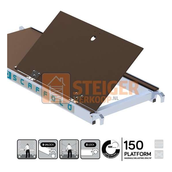 Kamersteiger platform 150 cm met luik Kamersteiger platform 150 cm met luik