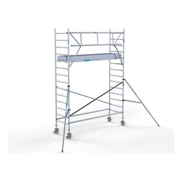 Rolsteiger Standaard 90x305 5,2m werkhoogte carbon vloer + enkele voorloopleuning Rolsteiger Standaard 90x305 5,2m werkhoogte carbon vloer + enkele voorloopleuning