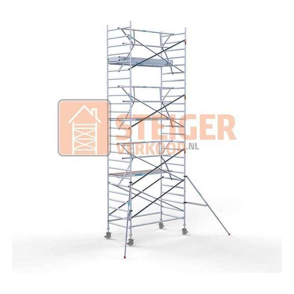 Rolsteiger Standaard 135x250 8,2m werkhoogte carbon vloer + enkele voorloopleuning Rolsteiger Standaard 135x250 8,2m werkhoogte carbon vloer + enkele voorloopleuning