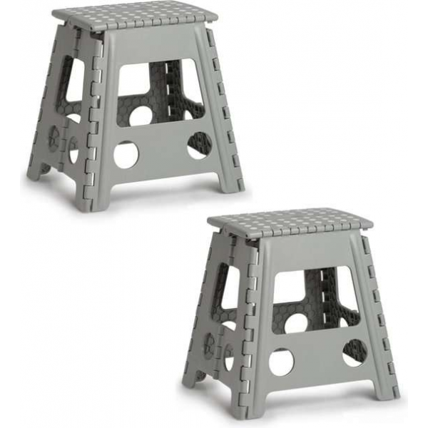 2x stuks Grijze opvouwbare opstapjes/opstapkrukjes 38,5 x 39 cm 2x stuks Grijze opvouwbare opstapjes/opstapkrukjes 38,5 x 39 cm