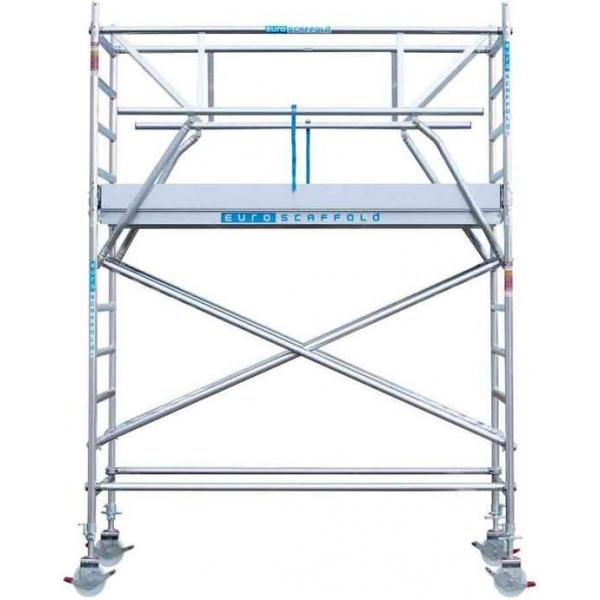 Rolsteiger Standaard 135x190 4,2m werkhoogte carbon vloer + enkele voorloopleuning Rolsteiger Standaard 135x190 4,2m werkhoogte carbon vloer + enkele voorloopleuning