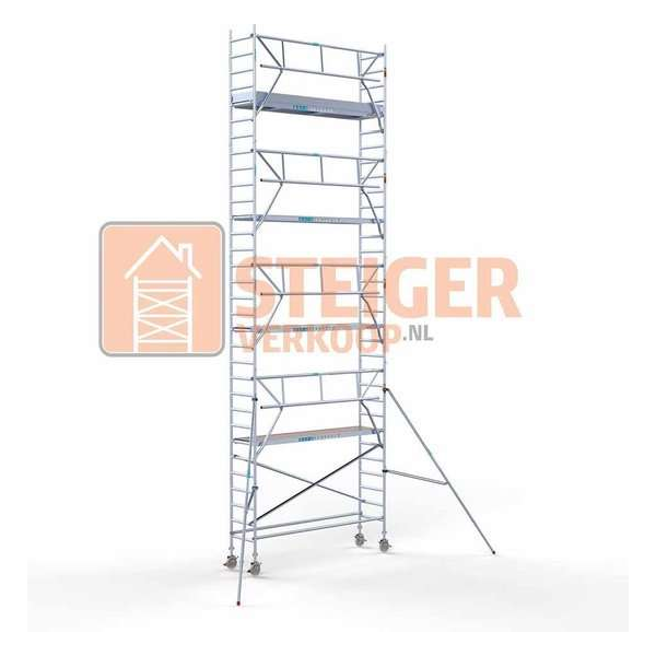 Rolsteiger Standaard 75x305 10,2m werkhoogte carbon vloer + enkele voorloopleuning Rolsteiger Standaard 75x305 10,2m werkhoogte carbon vloer + enkele voorloopleuning