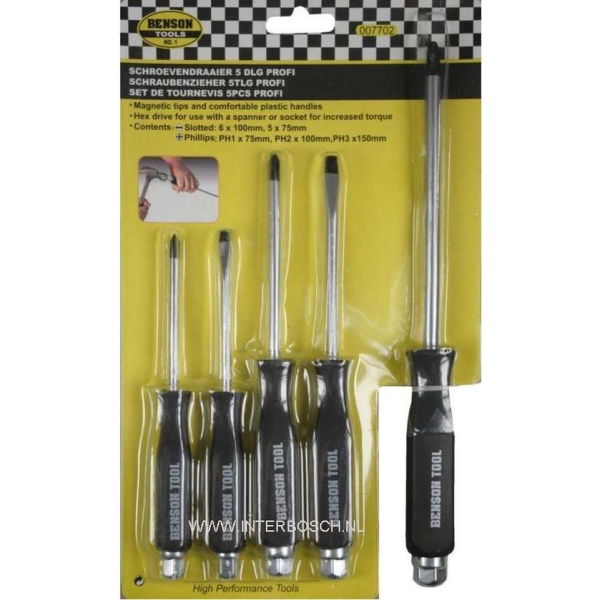 Benson 5 delige schroevendraaier set profi B/C Benson 5 delige schroevendraaier set profi B/C