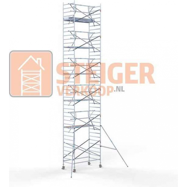 Rolsteiger Standaard 135x250 13,2m werkhoogte carbon vloer + enkele voorloopleuning Rolsteiger Standaard 135x250 13,2m werkhoogte carbon vloer + enkele voorloopleuning
