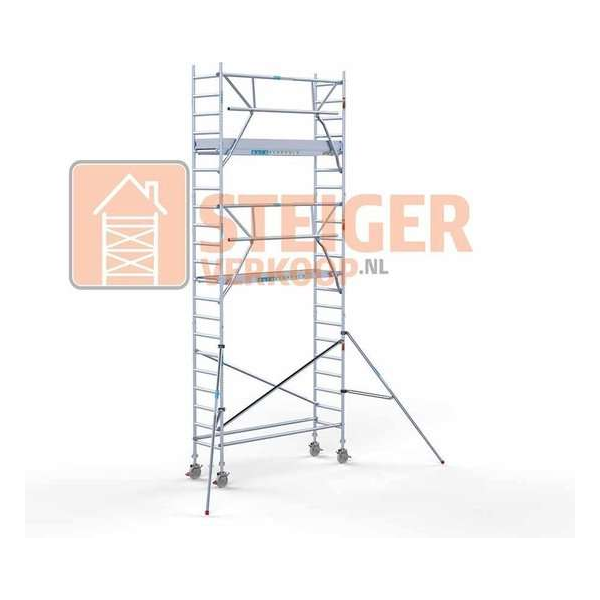 Rolsteiger Standaard 75x250 7,2m werkhoogte carbon vloer + enkele voorloopleuning Rolsteiger Standaard 75x250 7,2m werkhoogte carbon vloer + enkele voorloopleuning