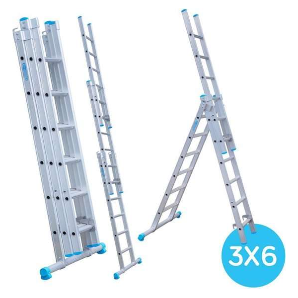 Eurostairs Reform ladder driedelig recht 3x6 sporten Eurostairs Reform ladder driedelig recht 3x6 sporten