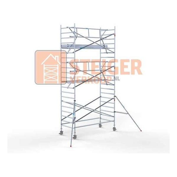 Rolsteiger Standaard 135x305 7,2m werkhoogte carbon vloer + enkele voorloopleuning Rolsteiger Standaard 135x305 7,2m werkhoogte carbon vloer + enkele voorloopleuning