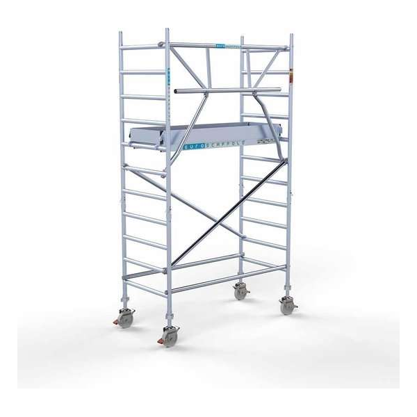 Rolsteiger Standaard 90x190 4,2m werkhoogte carbon vloer + enkele voorloopleuning Rolsteiger Standaard 90x190 4,2m werkhoogte carbon vloer + enkele voorloopleuning